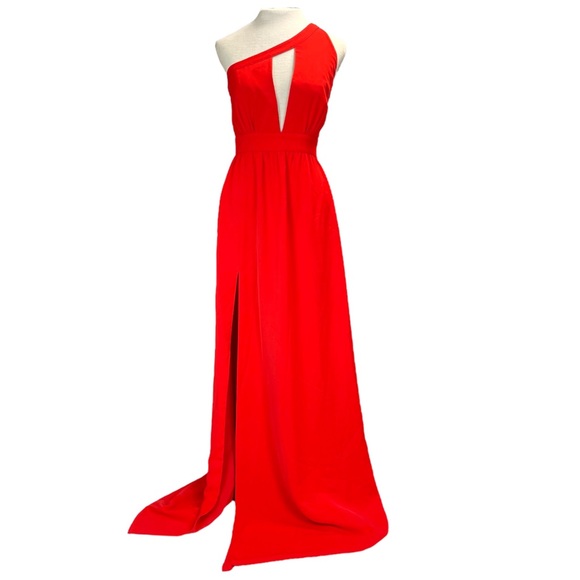 Dress The Population NWOT RARE  'Bea' Keyhole Bodice Gown in Red Size XS - Picture 2 of 11